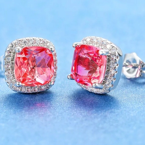 Jewelry - Pink Diamond Halo Stud Earrings